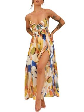 SAGE + PAIGE Women’s Multicolor Abstract Radiance Maxi Dress